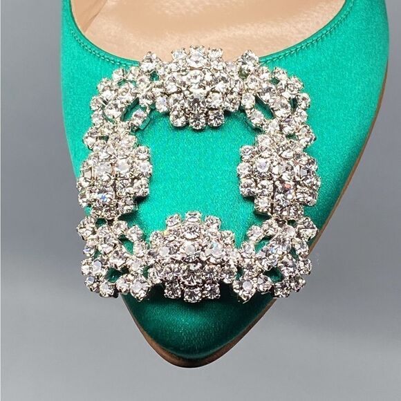 Manolo Blahnik Hangisi 70MM Embellished Satin Pumps size 36.5 - Picture 8 of 12